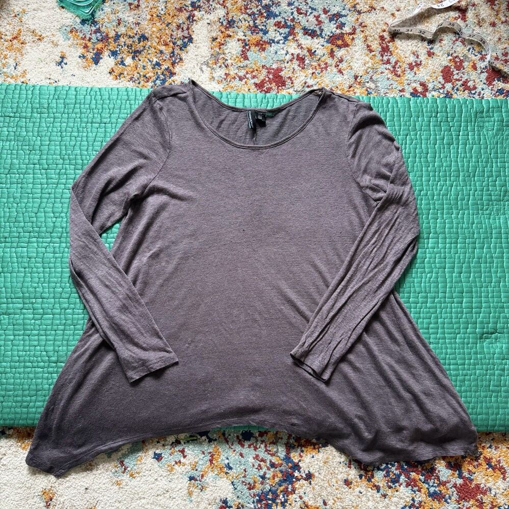 Vintage Y2K Cynthia Rowley Gray Sz M Long Sleeve Flowy Tunic Blouse Grunge Work